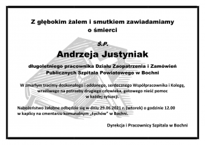 nekrolog Ś.P. Andrzej Justyniak
